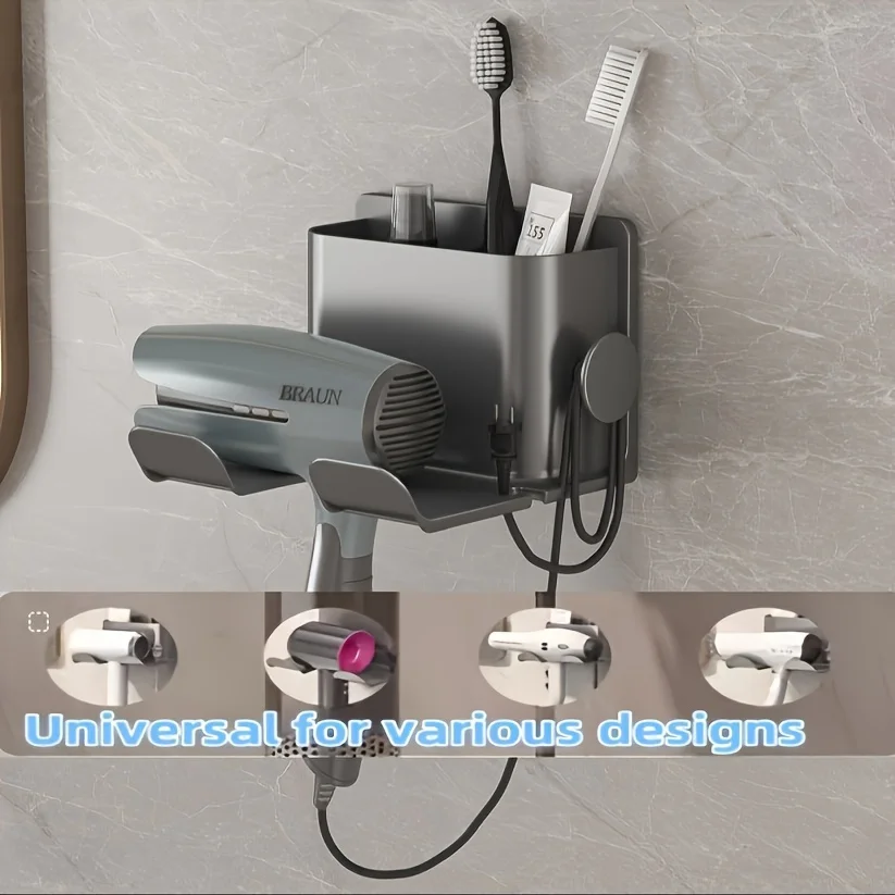 Wall Mount Hair Dryer Holder with Comb Slot, Heavy Duty ABS Bathroom Organizer Rack for Blow Dryer, Razor, Curling Iron, Space S
Wall Mount Hair Dryer Holder with Comb Slot, Heavy Duty ABS Bathroom Organizer Rack for Blow Dryer, Razor, Curling Iron, Space S