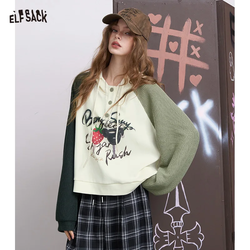 ELFSACK 2025 Autumn New Arrival Sweet Casual Strawberry Print Hoodie Color Block Asymmetric Design Pullover For Woman
ELFSACK 2025 Autumn New Arrival Sweet Casual Strawberry Print Hoodie Color Block Asymmetric Design Pullover For Woman