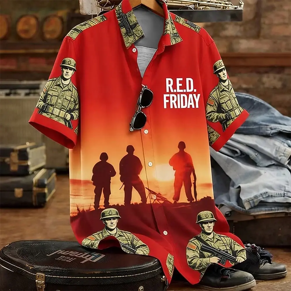 Men's Camouflage Veteran 3D Print Shirt, Short Sleeve Button Up Collared Top, Retro Patriotic Outdoor Wear for Spring & Summer
Men's Camouflage Veteran 3D Print Shirt, Short Sleeve Button Up Collared Top, Retro Patriotic Outdoor Wear for Spring & Summer