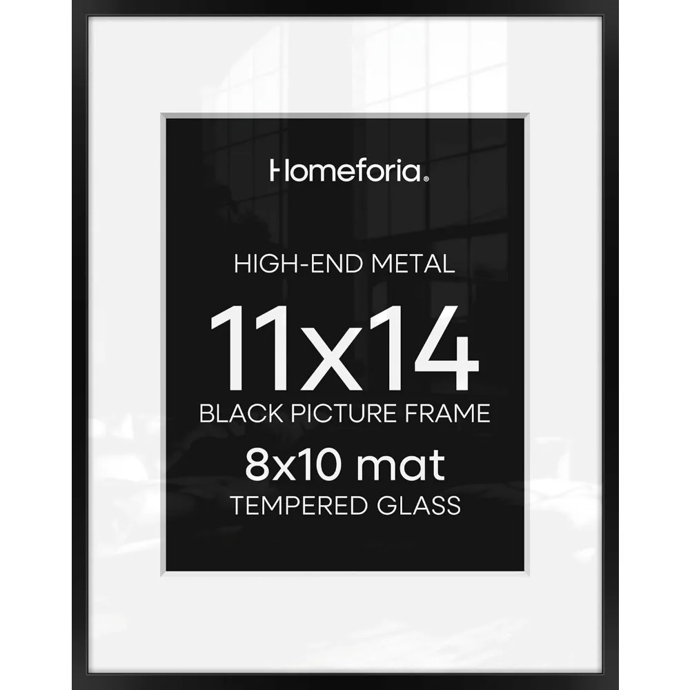 Black Metal 11x14 Picture Frame with 8x10 Mat Tempered Glass Thin Wall Mounting Kit Single
Black Metal 11x14 Picture Frame with 8x10 Mat Tempered Glass Thin Wall Mounting Kit Single