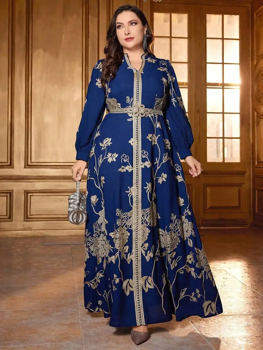 Plus Size Women Floral Embroidered Lantern Sleeve Arabic Dress For mom GIft
Plus Size Women Floral Embroidered Lantern Sleeve Arabic Dress For mom GIft