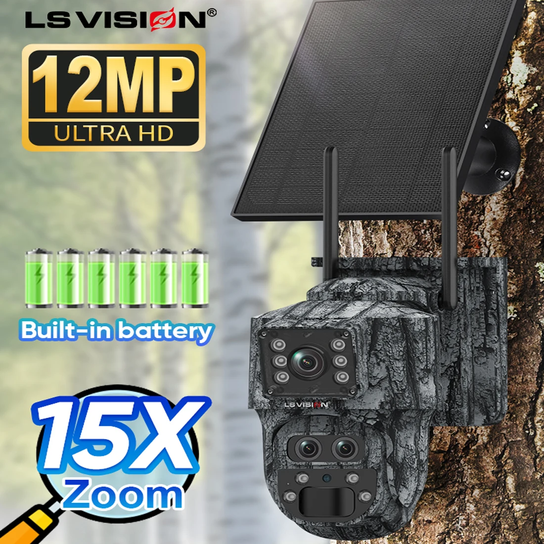 Камеры следа LS VISION с 15-кратным зумом, 4 г/Wi-Fi, с активацией движения, ночным видением, удаленный доступ к телефону, следовая камера на солнечной энергии, 12 МП
Камеры следа LS VISION с 15-кратным зумом, 4 г/Wi-Fi, с активацией движения, ночным видением, удаленный доступ к телефону, следовая камера на солнечной энергии, 12 МП