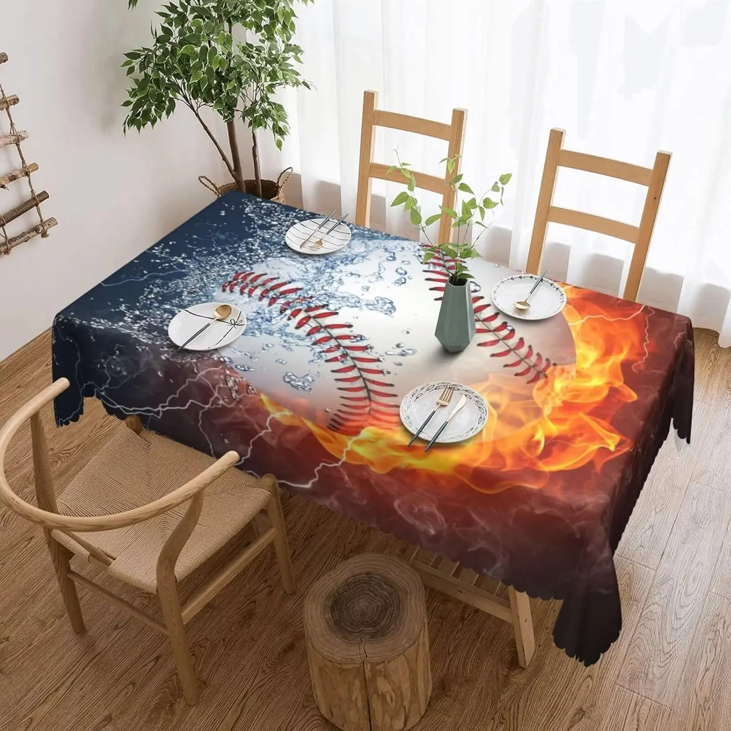 Ice Water Fire Baseball Ball Rectangle Tablecloth Sport Themed Blue and Burgundy Sportive Game Print Washable Table Cover
Ice Water Fire Baseball Ball Rectangle Tablecloth Sport Themed Blue and Burgundy Sportive Game Print Washable Table Cover