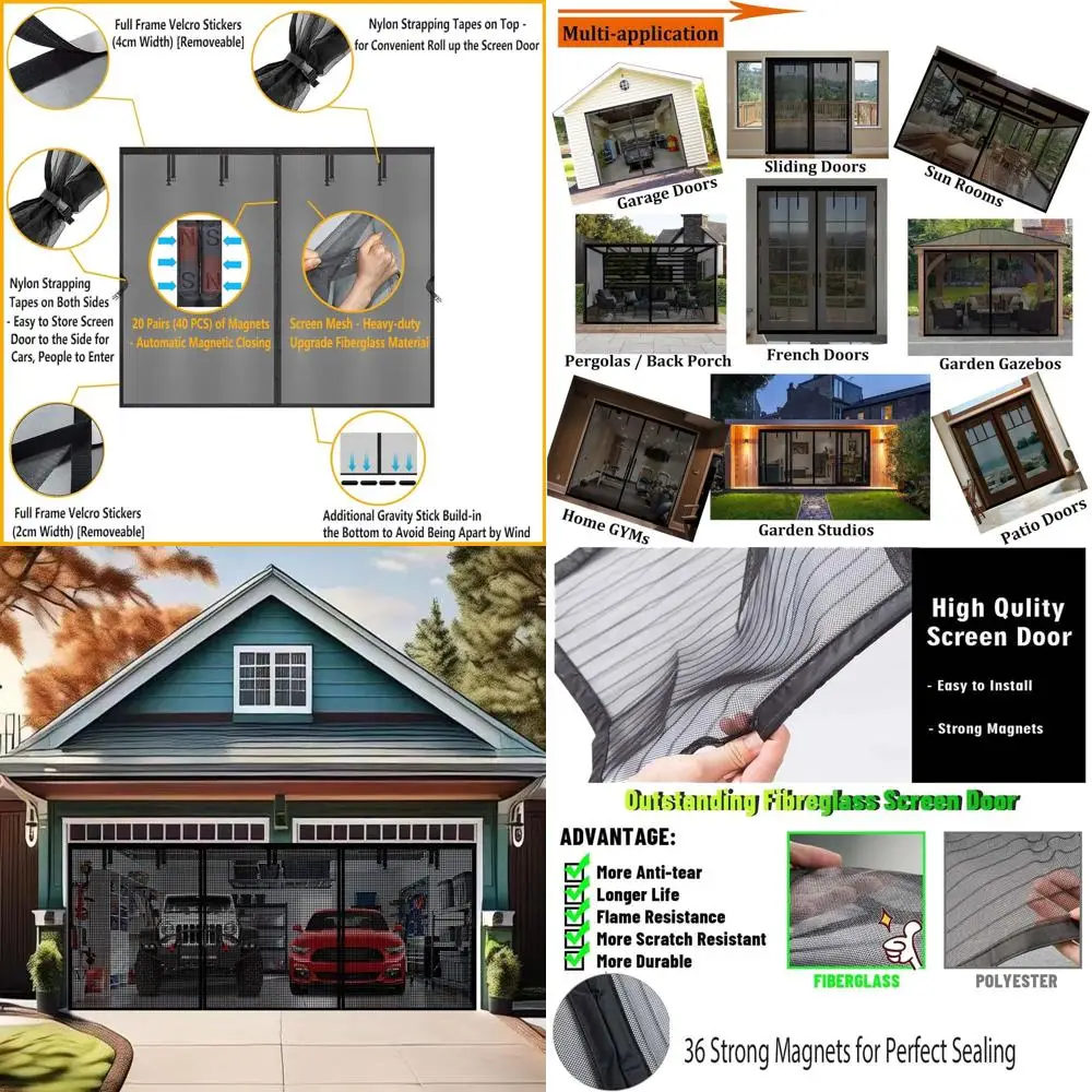 Прочная стекловолоконная ширма для гаража с 2 автомобилями, 19x8 футов, с застежками-липучками и магнитами, легко собирается, черная
Прочная стекловолоконная ширма для гаража с 2 автомобилями, 19x8 футов, с застежками-липучками и магнитами, легко собирается, черная