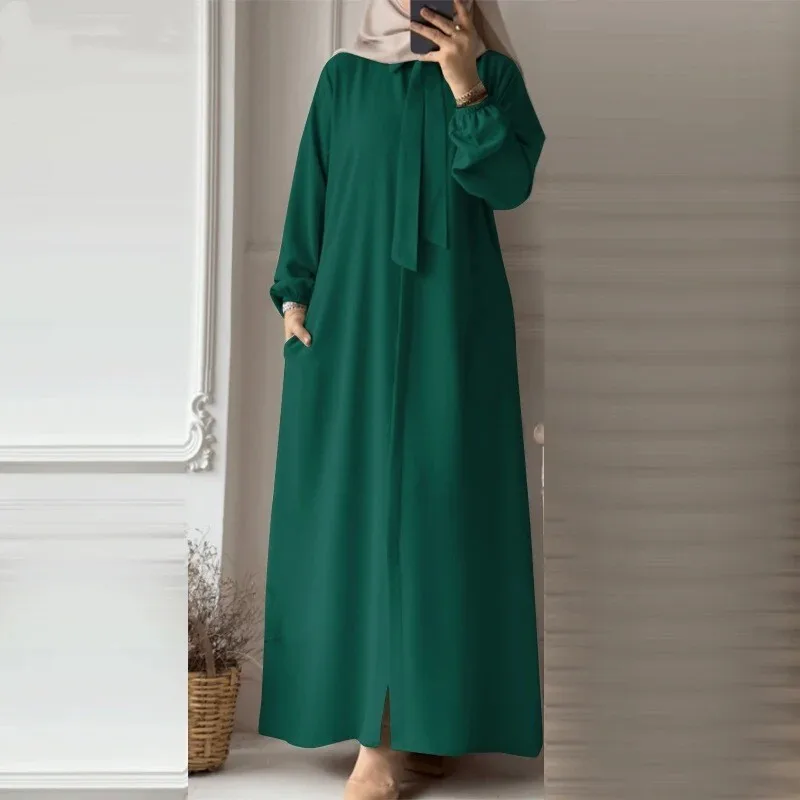 2025 Muslim Women's Fashion Tie, Lapel, Solid Color Long Sleeved Shirt, Sun Skirt, Pocket, Loose Cardigan, Long Skirt Elegant
2025 Muslim Women's Fashion Tie, Lapel, Solid Color Long Sleeved Shirt, Sun Skirt, Pocket, Loose Cardigan, Long Skirt Elegant