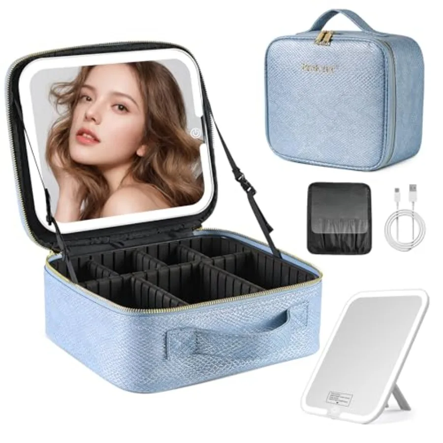 Portable Travel Makeup Bag with Mirror and Light - 3 Colors, Adjustable Brightness Spacious Cosmetic Organizer, Mermaid Shine B
Portable Travel Makeup Bag with Mirror and Light - 3 Colors, Adjustable Brightness Spacious Cosmetic Organizer, Mermaid Shine B