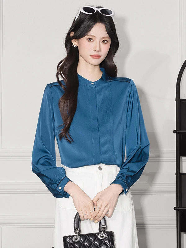Elegant Acetate Satin Women's Shirt Fashionable Minimalist Design Commute Friendly Straight Cut Long Sleeve round Neck Top
Elegant Acetate Satin Women's Shirt Fashionable Minimalist Design Commute Friendly Straight Cut Long Sleeve round Neck Top