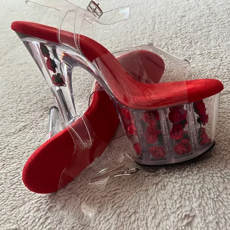 Sexy Red Rose Flowers Clear Platform Stilettos Ankle Strap Sandals 2026 Transparent Pvc High Heels Pole Dance Party Shoes
Sexy Red Rose Flowers Clear Platform Stilettos Ankle Strap Sandals 2026 Transparent Pvc High Heels Pole Dance Party Shoes