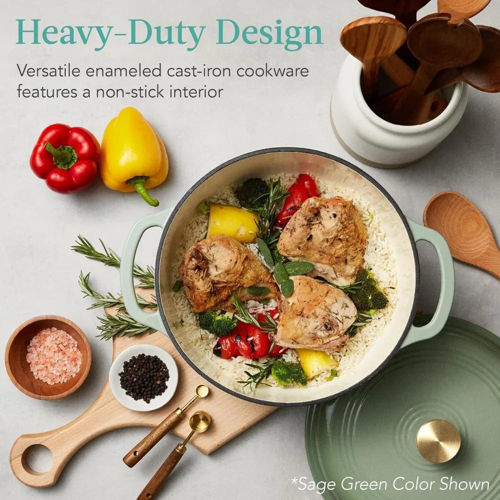 7.5 Quart Enamel Cast-Iron Round Dutch Oven, Family Style Heavy-Duty Pre-Seasoned Cookware for Home, Kitchen
7.5 Quart Enamel Cast-Iron Round Dutch Oven, Family Style Heavy-Duty Pre-Seasoned Cookware for Home, Kitchen