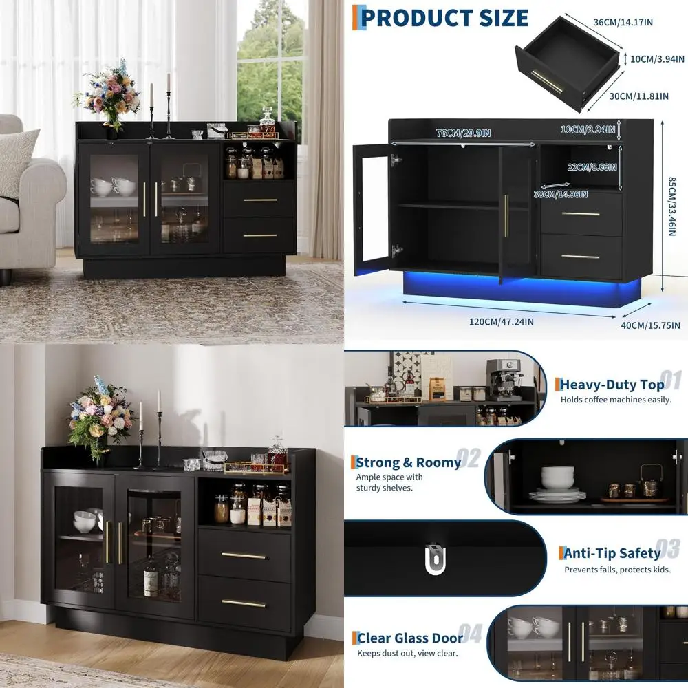 Освещенная витрина для вина и кофе: Прочный стеклянный шкаф для алкоголя с защитой от опрокидывания для домашнего использования
Освещенная витрина для вина и кофе: Прочный стеклянный шкаф для алкоголя с защитой от опрокидывания для домашнего использования