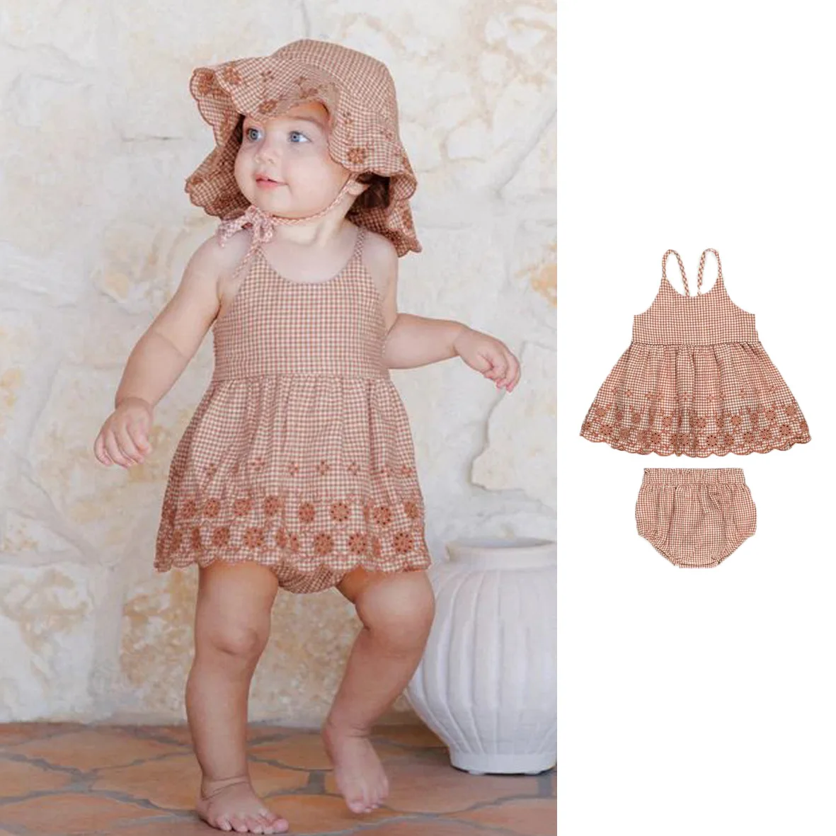 Ss26 Summer New Children's Plaid Suspender Dress and Shorts Baby Girls Outfit Set
Ss26 Summer New Children's Plaid Suspender Dress and Shorts Baby Girls Outfit Set