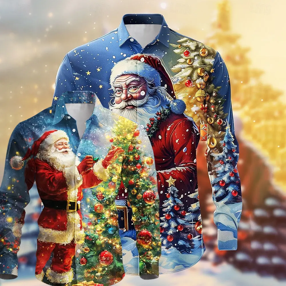 Мужская рождественская рубашка Санта-Клауса с длинным рукавом на пуговицах, рождественская елка, гавайская рубашка с 3d принтом, мужская и женская модная блузка, праздничная
Мужская рождественская рубашка Санта-Клауса с длинным рукавом на пуговицах, рождественская елка, гавайская рубашка с 3d принтом, мужская и женская модная блузка, праздничная