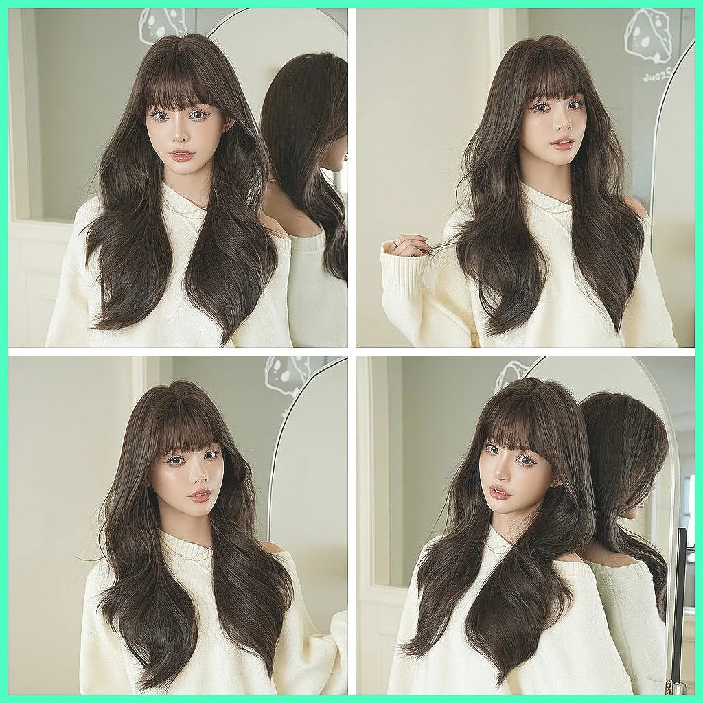 Длинный волнистый синтетический парик с челкой, термостойкий парик с полной основой для женщин
Длинный волнистый синтетический парик с челкой, термостойкий парик с полной основой для женщин