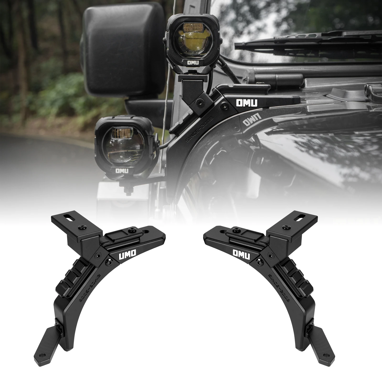 OMU 4x4 Hood Hinge Aluminum A-Pillar Light Mount Brackets For Jeep Wrangler JL 4xe - Not for JT Sand Runner/Mojave & Rubicon 392
OMU 4x4 Hood Hinge Aluminum A-Pillar Light Mount Brackets For Jeep Wrangler JL 4xe - Not for JT Sand Runner/Mojave & Rubicon 392