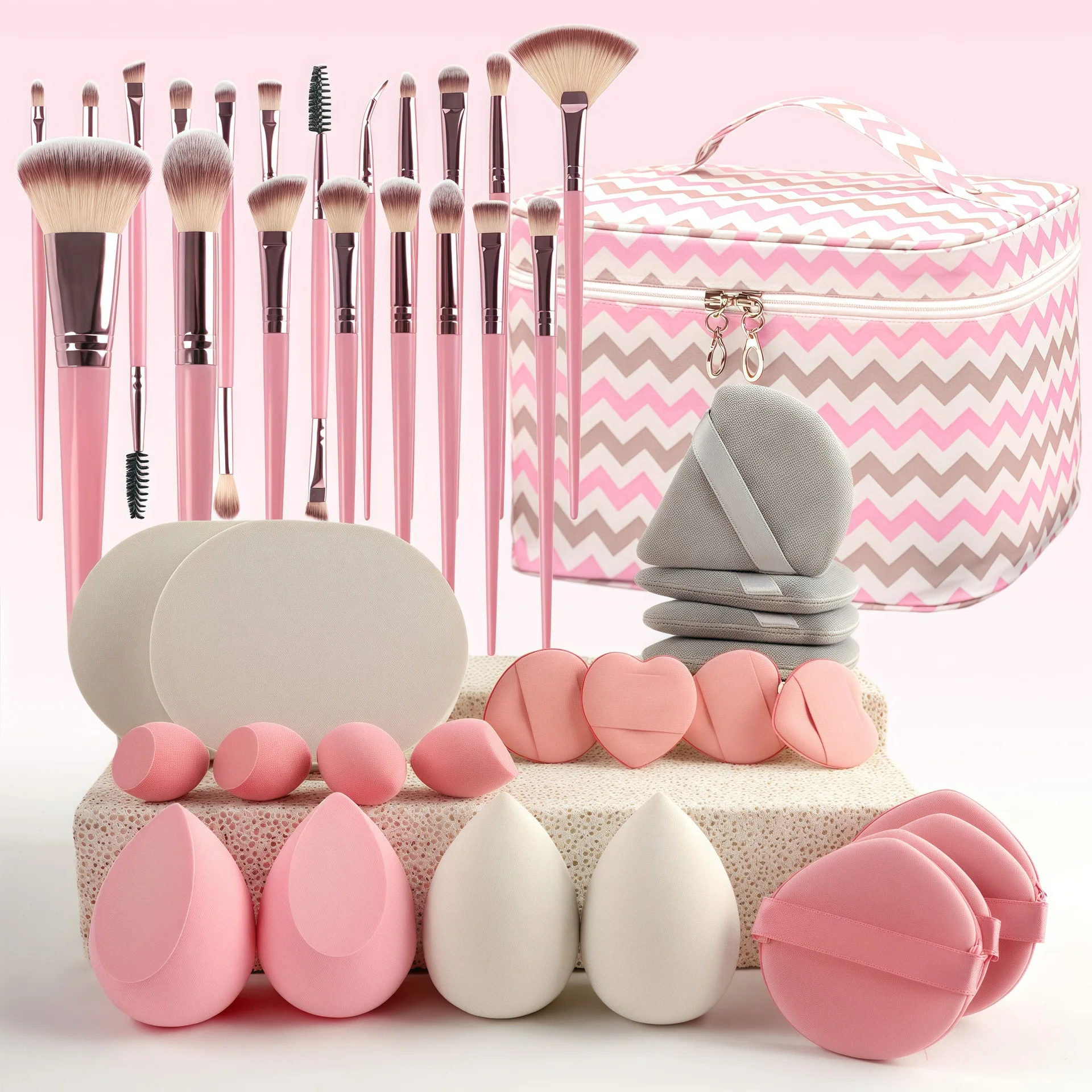 All-in-one 43 Pcs Pink Makeup Set Flocking Triangle Puffs Cosmetic Brushes & Sponges High Value Travel Case Box New 2026 Kit
All-in-one 43 Pcs Pink Makeup Set Flocking Triangle Puffs Cosmetic Brushes & Sponges High Value Travel Case Box New 2026 Kit