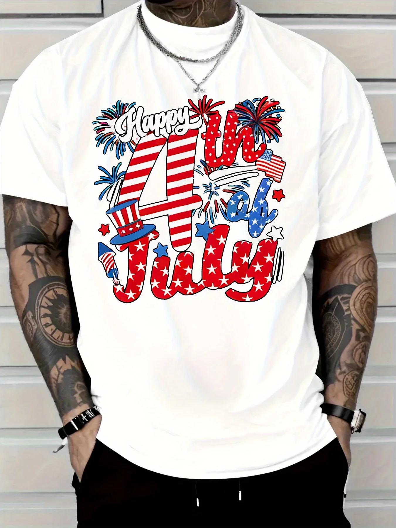 Мужская хлопковая футболка в патриотическом стиле 4 июля — темно-синяя футболка с принтом американского флага и фейерверка, мягкая дышащая футболка с коротким рукавом
Мужская хлопковая футболка в патриотическом стиле 4 июля — темно-синяя футболка с принтом американского флага и фейерверка, мягкая дышащая футболка с коротким рукавом
