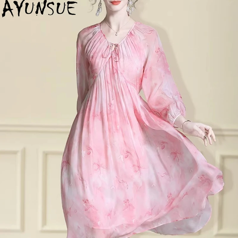 AYUNSUE 100% Natural Mulberry Silk Midi Dress Elegant Dresses for Women Summer Woman Clothes Sweet New in Dresses Платье Женское
AYUNSUE 100% Natural Mulberry Silk Midi Dress Elegant Dresses for Women Summer Woman Clothes Sweet New in Dresses Платье Женское