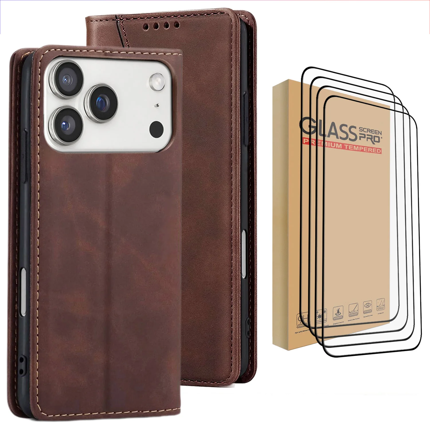 Коричневый чехол из искусственной кожи для iPhone 17/17 Air/17 Pro/17 Pro Max, чехол-бумажник с отделениями для карт и 4 шт., защитные пленки из закаленного стекла
Коричневый чехол из искусственной кожи для iPhone 17/17 Air/17 Pro/17 Pro Max, чехол-бумажник с отделениями для карт и 4 шт., защитные пленки из закаленного стекла