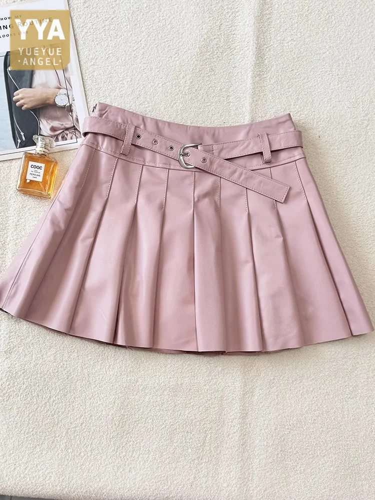 Women New Stage Show Pink Sheepskin Genuine Leather Mini Skirt High Waist Pleated Skirt Soft Leather Slim Fit Summer Skirts 4XL
Women New Stage Show Pink Sheepskin Genuine Leather Mini Skirt High Waist Pleated Skirt Soft Leather Slim Fit Summer Skirts 4XL