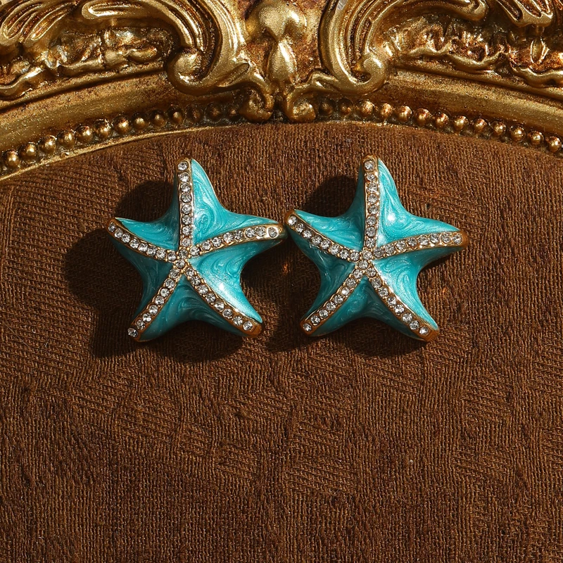 Vintage Blue Enamel Drip Oil Starfish Earrings For Women Rhinestone Luxury Antique Art Deco Gold Color Jewelry Brand Gift 2026
Vintage Blue Enamel Drip Oil Starfish Earrings For Women Rhinestone Luxury Antique Art Deco Gold Color Jewelry Brand Gift 2026