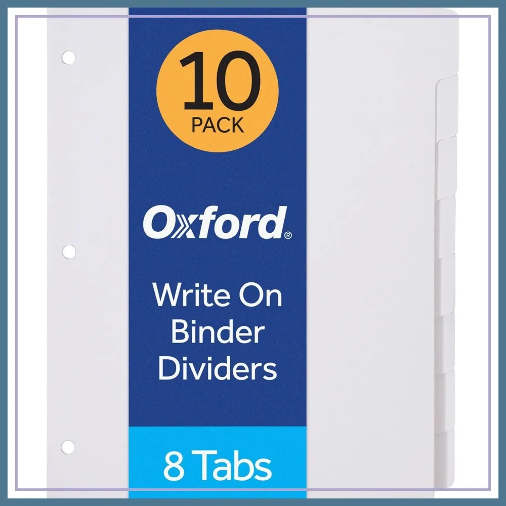 8-Tab Dividers for 3 Ring Binders, 10 Pack, Write On Tabs, White Paper, 80 Total
8-Tab Dividers for 3 Ring Binders, 10 Pack, Write On Tabs, White Paper, 80 Total
