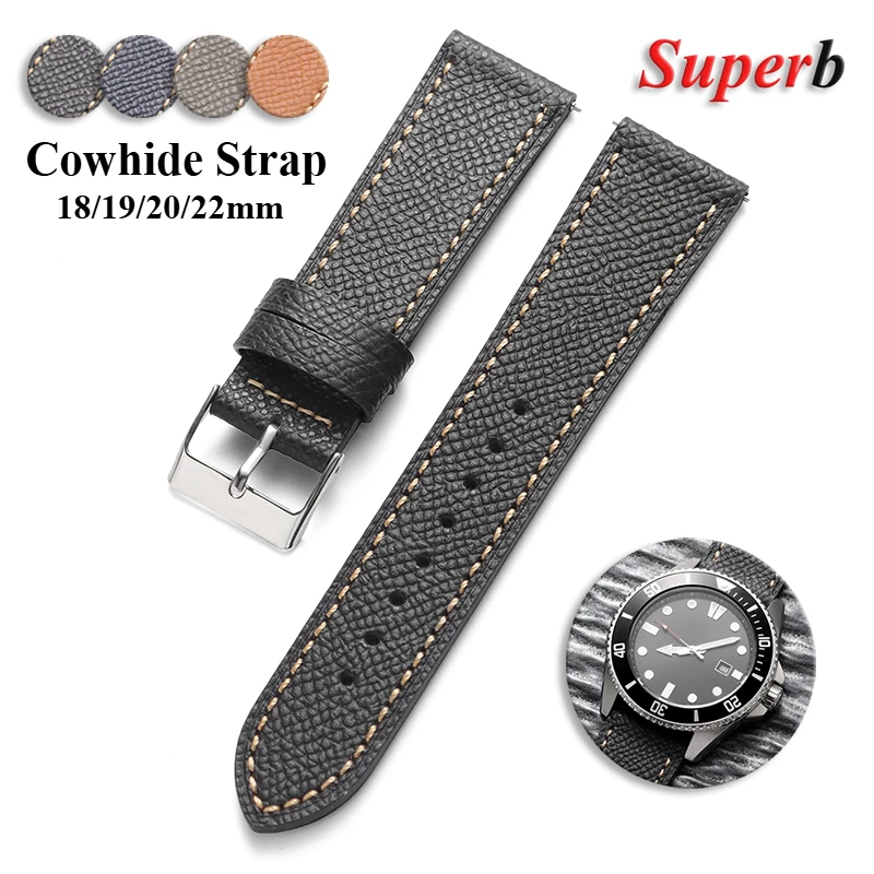Vintage Cowhide Leather Strap Men Women Universal Bracelets for Seiko 18mm 19mm 20mm 22mm Quick Release Watch Accessories