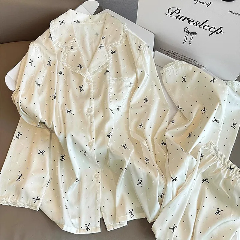 Women's Hot Selling Ice Silk Long Sleeved Sleepwear Home Suit Set, Spring Polka Dot Lace Long Sleeved Pants Sleepwear Set
Women's Hot Selling Ice Silk Long Sleeved Sleepwear Home Suit Set, Spring Polka Dot Lace Long Sleeved Pants Sleepwear Set