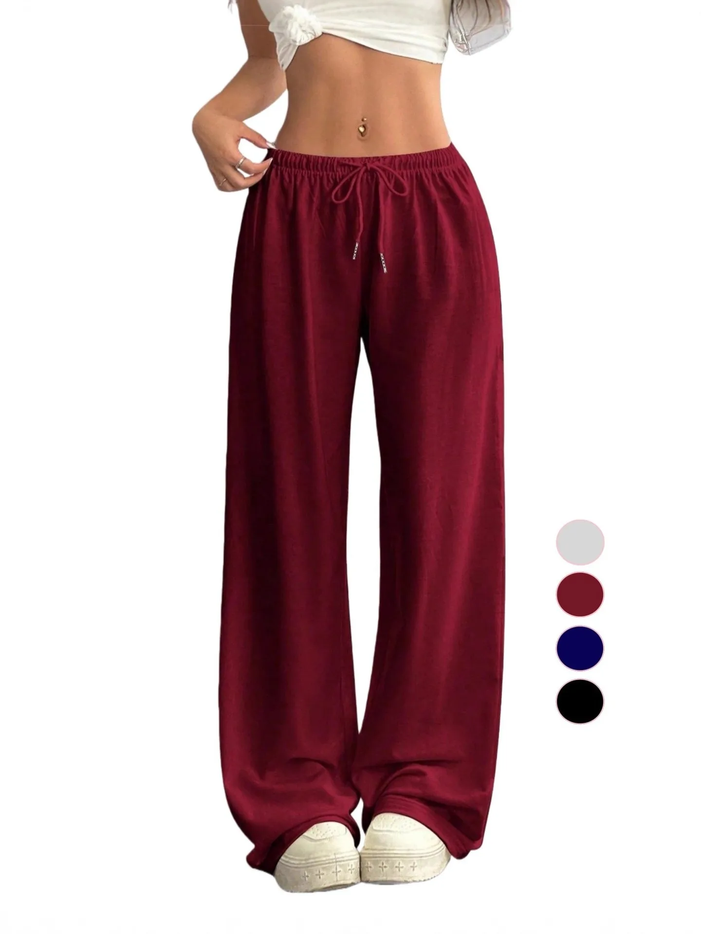 Winter Women's Clothing Loose Casual Drawstring Sporty Wide Leg Yoga Pants For Woman Polyester Thin Mid Waist Flare Trousers
Winter Women's Clothing Loose Casual Drawstring Sporty Wide Leg Yoga Pants For Woman Polyester Thin Mid Waist Flare Trousers