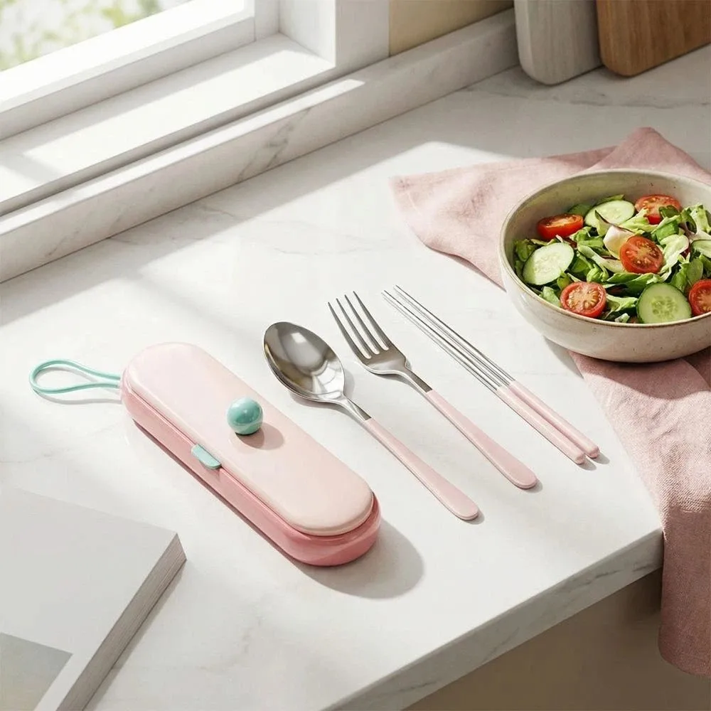 Cartoon Pattern Portable Tableware Set Stainless Steel Dopamine Chopsticks Three-piece Set Storage Box Eco Friendly
Cartoon Pattern Portable Tableware Set Stainless Steel Dopamine Chopsticks Three-piece Set Storage Box Eco Friendly
