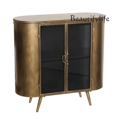 American medieval style household wall dining side cabinet industrial style double door wrought iron storage cabinet
American medieval style household wall dining side cabinet industrial style double door wrought iron storage cabinet