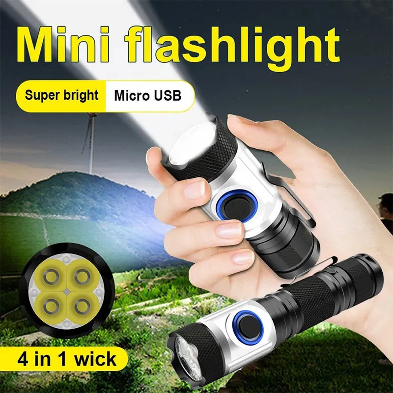 Super Bright LED Mini Flashlight 4*XPG LED Tactical Torch Outdoor Waterproof Camping Lamp Use 18350/18650 battery Flashlight
Super Bright LED Mini Flashlight 4*XPG LED Tactical Torch Outdoor Waterproof Camping Lamp Use 18350/18650 battery Flashlight