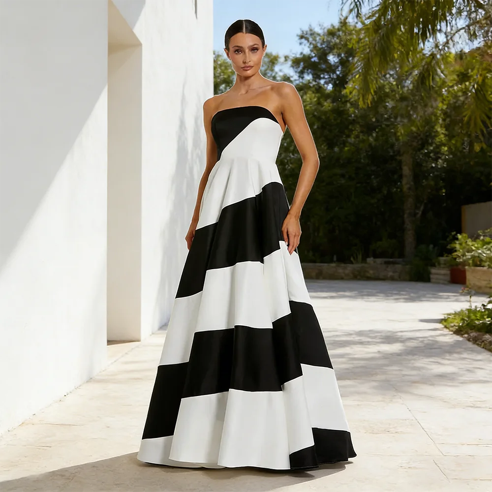 Contrast Color Prom Gowns Women' Strapless Sleeveless Sexy Backless Evening Dresses Customized Plus Size A-line Party Dress
Contrast Color Prom Gowns Women' Strapless Sleeveless Sexy Backless Evening Dresses Customized Plus Size A-line Party Dress