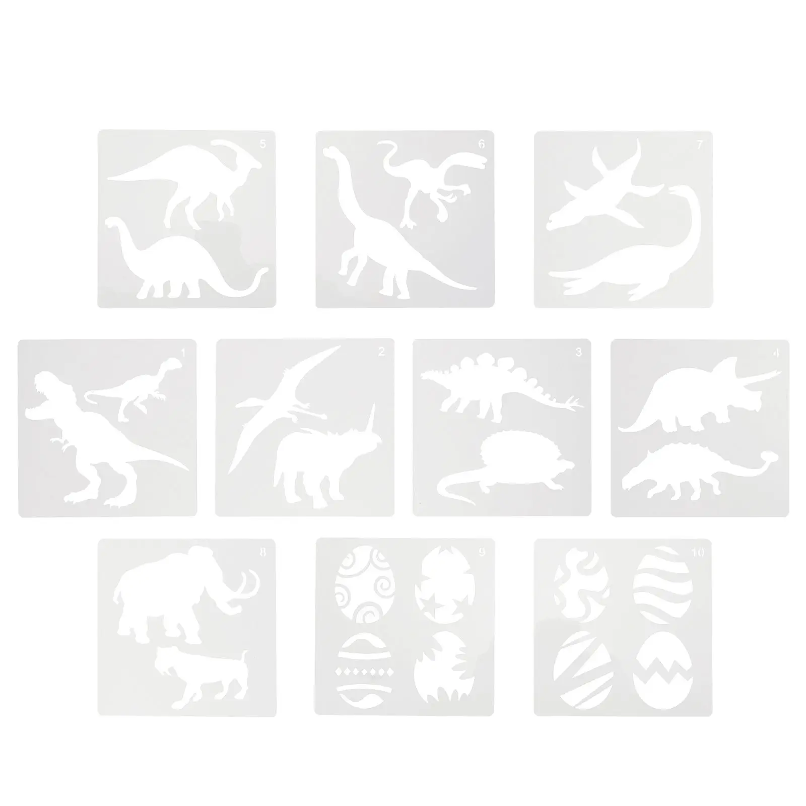10pcs Dinosaur Art Painting Template Reusable Kids Crafts Stencils DIY Mold Drawing Spraying White Safe Premium Material Long
10pcs Dinosaur Art Painting Template Reusable Kids Crafts Stencils DIY Mold Drawing Spraying White Safe Premium Material Long