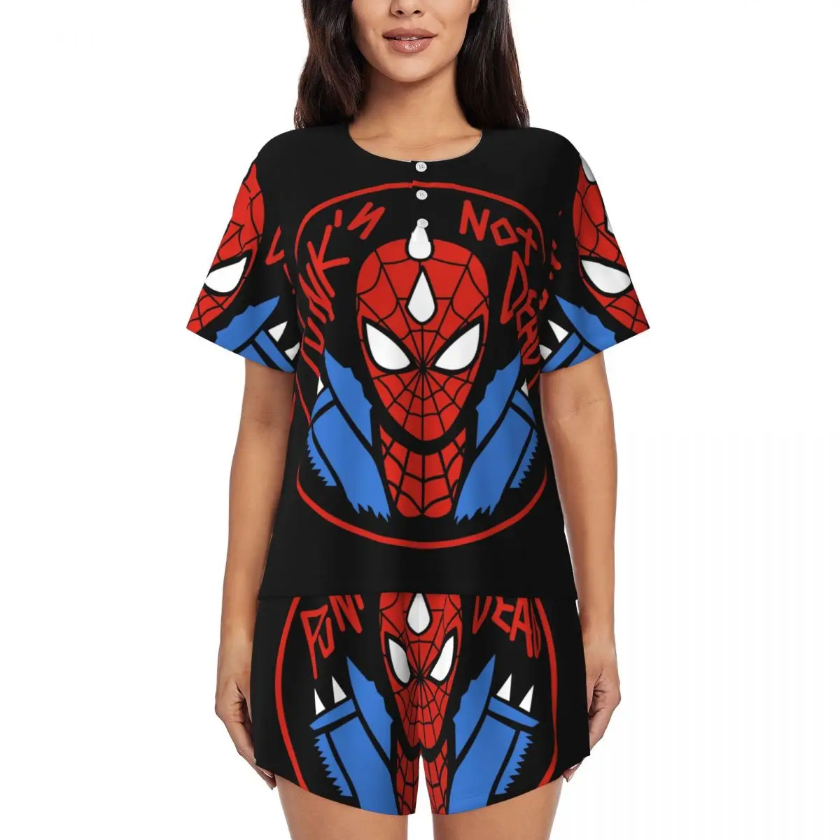Женские пижамные комплекты Ghost Spider на заказ, состоящие из двух предметов, пижамы с короткими рукавами и шортами, одежда для сна
Женские пижамные комплекты Ghost Spider на заказ, состоящие из двух предметов, пижамы с короткими рукавами и шортами, одежда для сна