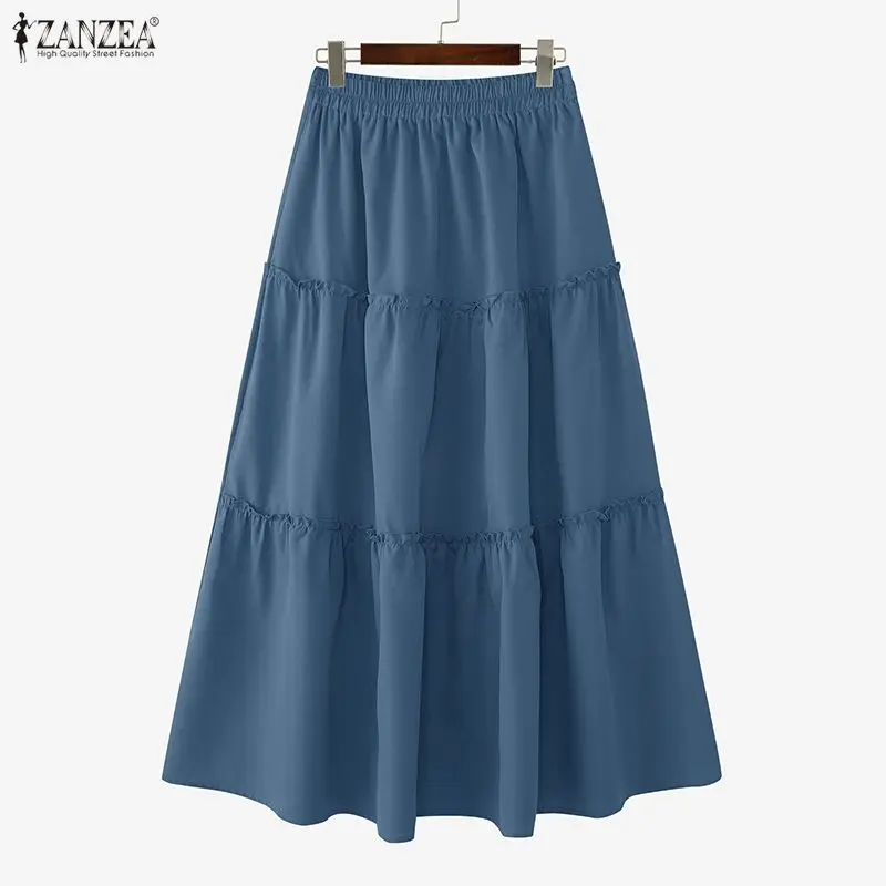 2026 ZANZEA Women Maxi Skirts Fashion Casual Ruffled Long Skirt Summer High Waist Loose Solid Elastic Waist Jupes Faldas Saia
2026 ZANZEA Women Maxi Skirts Fashion Casual Ruffled Long Skirt Summer High Waist Loose Solid Elastic Waist Jupes Faldas Saia