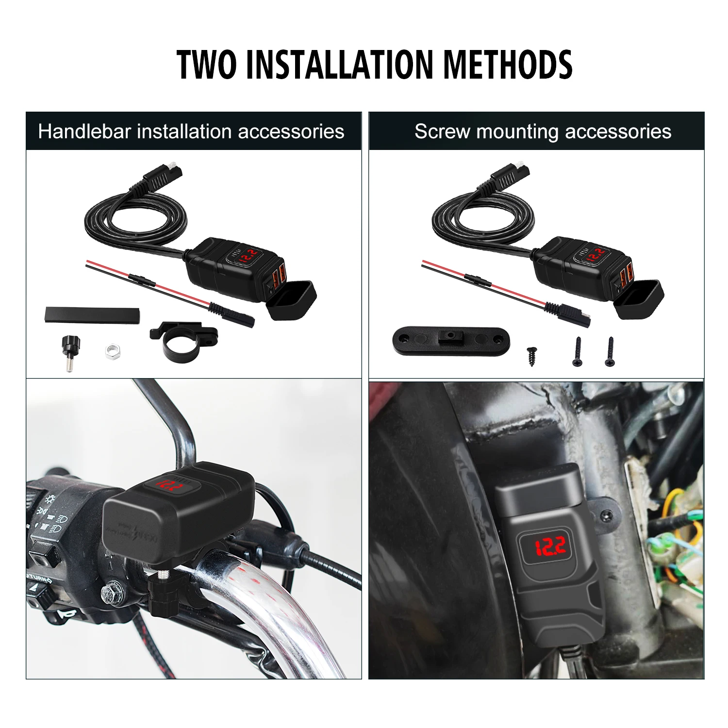 Dual USB Motorcycle Charger12V fast Mobile Phone Charging with waterproof voltage display meter,For KTM EXC 300 Duke 790 KTM 890
Dual USB Motorcycle Charger12V fast Mobile Phone Charging with waterproof voltage display meter,For KTM EXC 300 Duke 790 KTM 890