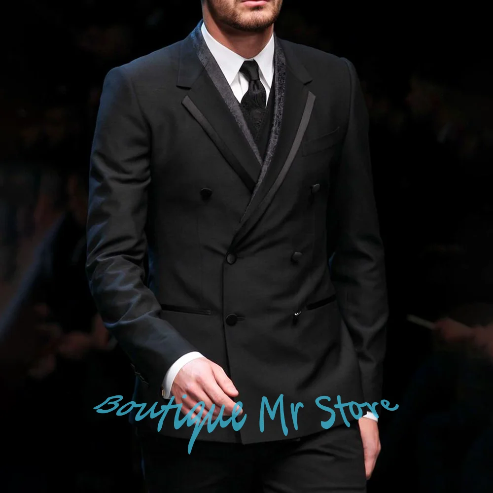 Luxury Black Men's Suits with Satin&Jacquard Notch Lapel 3Piece Set Classic Formal Double Breasted Blazer Evening Party Costume
Luxury Black Men's Suits with Satin&Jacquard Notch Lapel 3Piece Set Classic Formal Double Breasted Blazer Evening Party Costume
