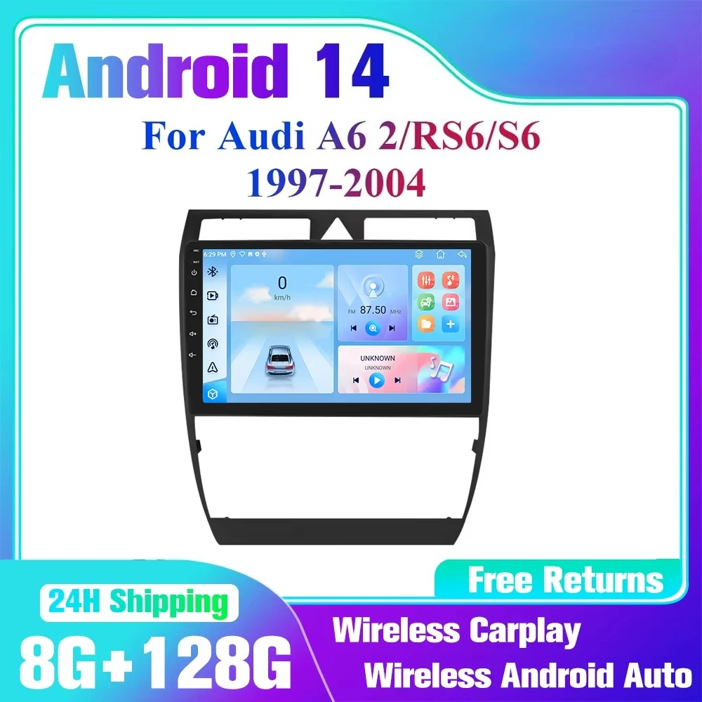 For Audi A6 C5 1997-2004 S6 RS6 Android 14 Car Radio Stereo Multimedia Player GPS Navigation Wireless CarPlay SWC 2Din Wifi 4G
For Audi A6 C5 1997-2004 S6 RS6 Android 14 Car Radio Stereo Multimedia Player GPS Navigation Wireless CarPlay SWC 2Din Wifi 4G