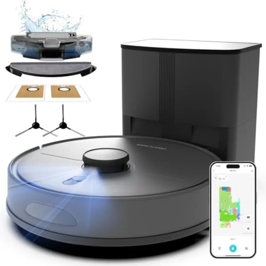 Self-Emptying Robot Vacuum and Mop for Pet Hair, Hard Floors Carpets, 6000Pa Suction, LiDAR Navigation, Smart Mapping, App Alex
Self-Emptying Robot Vacuum and Mop for Pet Hair, Hard Floors Carpets, 6000Pa Suction, LiDAR Navigation, Smart Mapping, App Alex