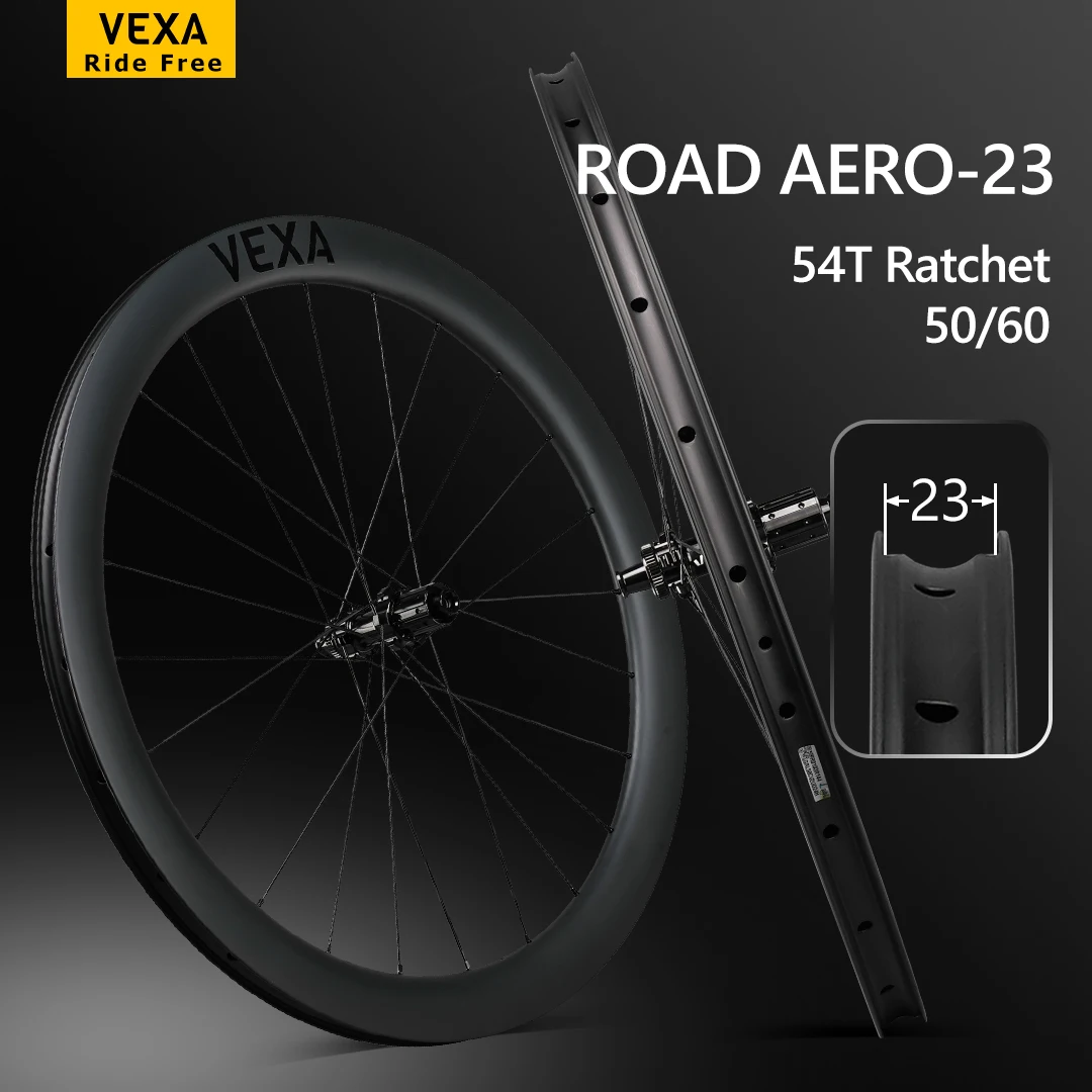 VEXA Road Aero - 23 Disc Road Carbon Wheelset 54T Ratchet Hub Tubeless 23mm Inner Width Pillar 1423 Spokes Carbon Fiber Wheelset
VEXA Road Aero - 23 Disc Road Carbon Wheelset 54T Ratchet Hub Tubeless 23mm Inner Width Pillar 1423 Spokes Carbon Fiber Wheelset