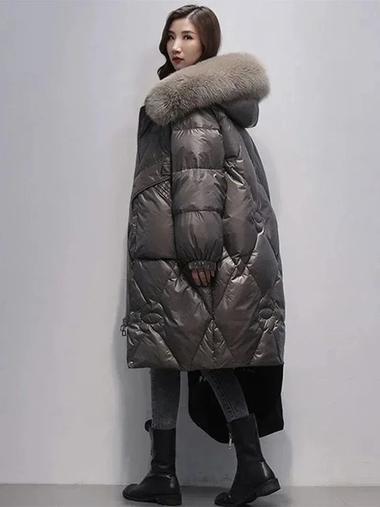Women Winter Long Big Fur Collar Down Jackets for Women Large Size 2XL Down Jackets Women Loose Long Knee Padded Down Parke
Women Winter Long Big Fur Collar Down Jackets for Women Large Size 2XL Down Jackets Women Loose Long Knee Padded Down Parke