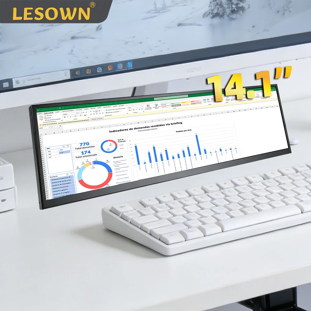 Портативный монитор LESOWN 14.1" USB-C с горизонтальным растяжением экрана 3840x1100, внешний дополнительный монитор для работы в Excel
Портативный монитор LESOWN 14.1" USB-C с горизонтальным растяжением экрана 3840x1100, внешний дополнительный монитор для работы в Excel