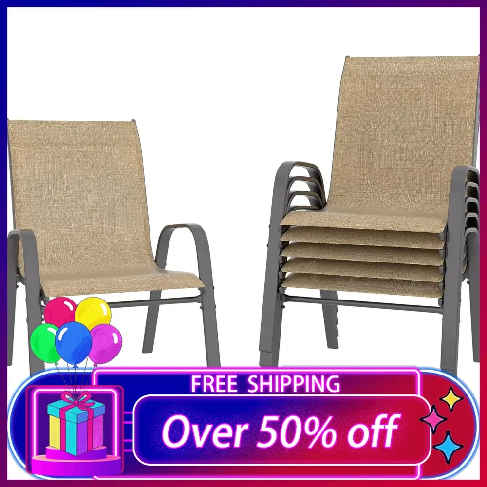 Patio Chairs Set of 6, Outdoor Lightweight Stackable Dining Chairs w/All-Weather Textilene Fabric & Metal Frame, 350LBS Capacity
Patio Chairs Set of 6, Outdoor Lightweight Stackable Dining Chairs w/All-Weather Textilene Fabric & Metal Frame, 350LBS Capacity
