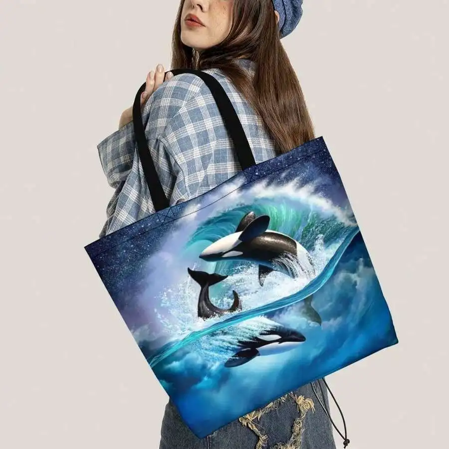 Killer Whale Tote Bag With Ocean Wave Graphic Design Premium Cotton Casual Tote For Adults
Killer Whale Tote Bag With Ocean Wave Graphic Design Premium Cotton Casual Tote For Adults