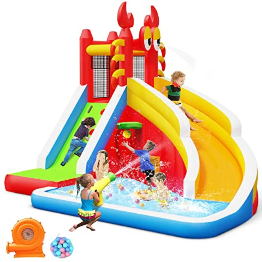 Inflatable Water SlideBig Bounce House for with Splash Pool Climbing Wall Basketball Hoop Water Gun for Backyard Indoor and Out
Inflatable Water SlideBig Bounce House for with Splash Pool Climbing Wall Basketball Hoop Water Gun for Backyard Indoor and Out