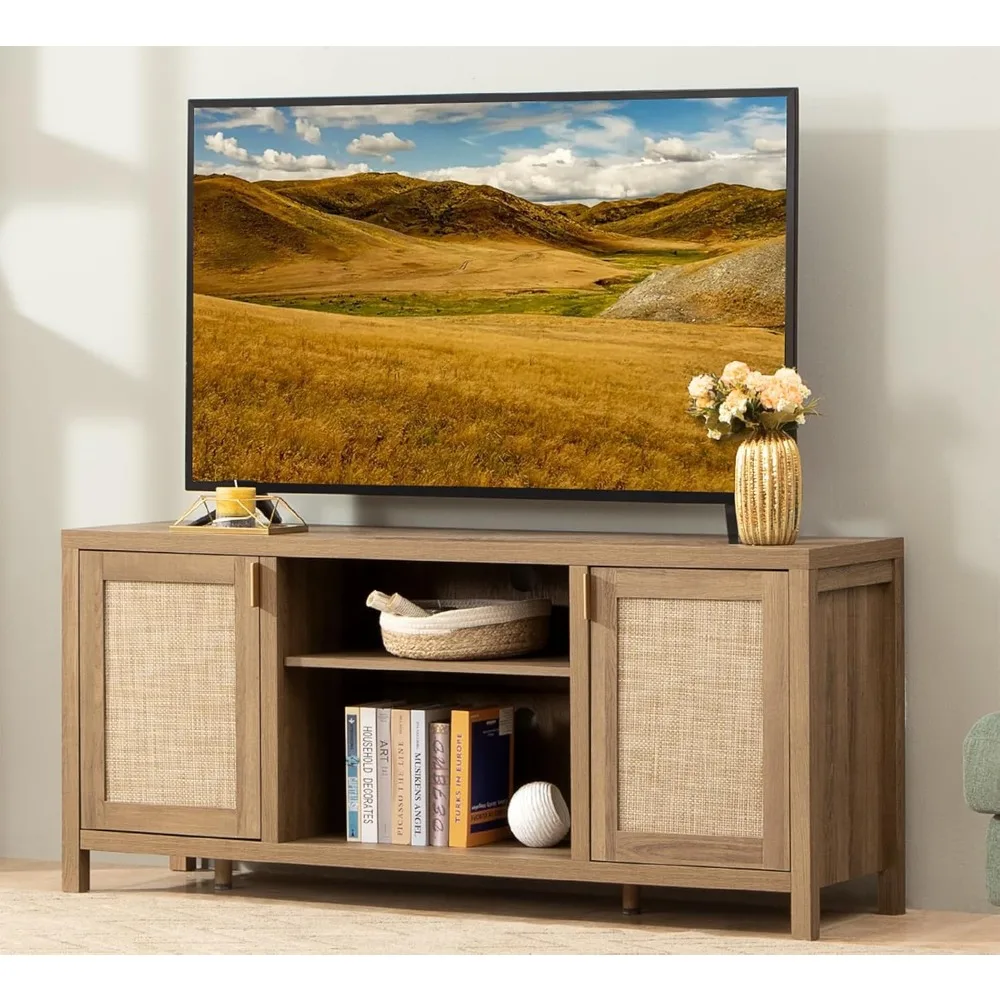 TV Stand for Living Room : Rattan TV Console Cabinet with Storage and Shelf, Boho Entertainment Center, 59" Media Console
TV Stand for Living Room : Rattan TV Console Cabinet with Storage and Shelf, Boho Entertainment Center, 59" Media Console
