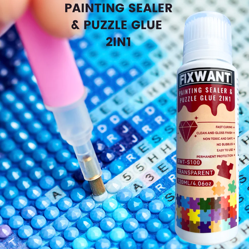 2-in-1 Diamond Painting Sealer & Puzzle Glue (120ml) - Permanent Hold, Glossy Finish, Fast Drying, Non-Yellowing for DIY Crafts
2-in-1 Diamond Painting Sealer & Puzzle Glue (120ml) - Permanent Hold, Glossy Finish, Fast Drying, Non-Yellowing for DIY Crafts