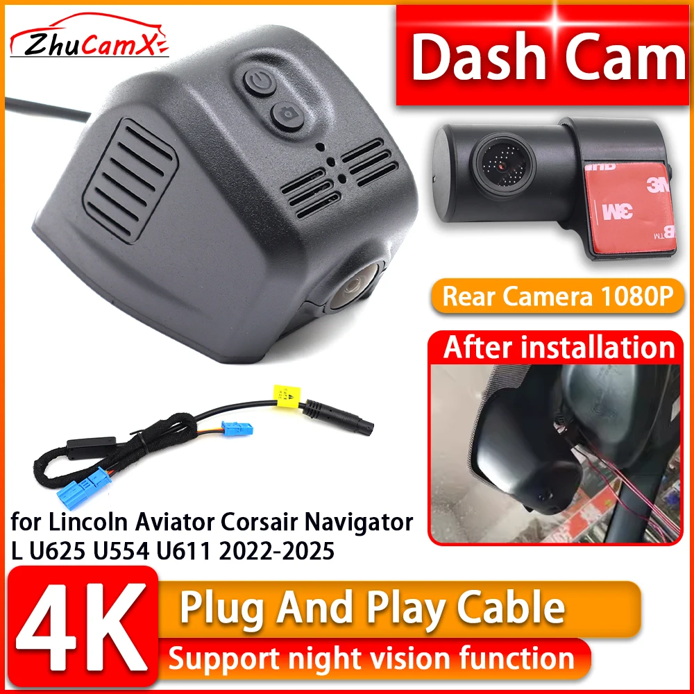DVR 4K Dash Cam for Lincoln Aviator Corsair Navigator L U625 U554 U611 2022-2025 Front Rear Camera Plug and Play Video Recorder
DVR 4K Dash Cam for Lincoln Aviator Corsair Navigator L U625 U554 U611 2022-2025 Front Rear Camera Plug and Play Video Recorder