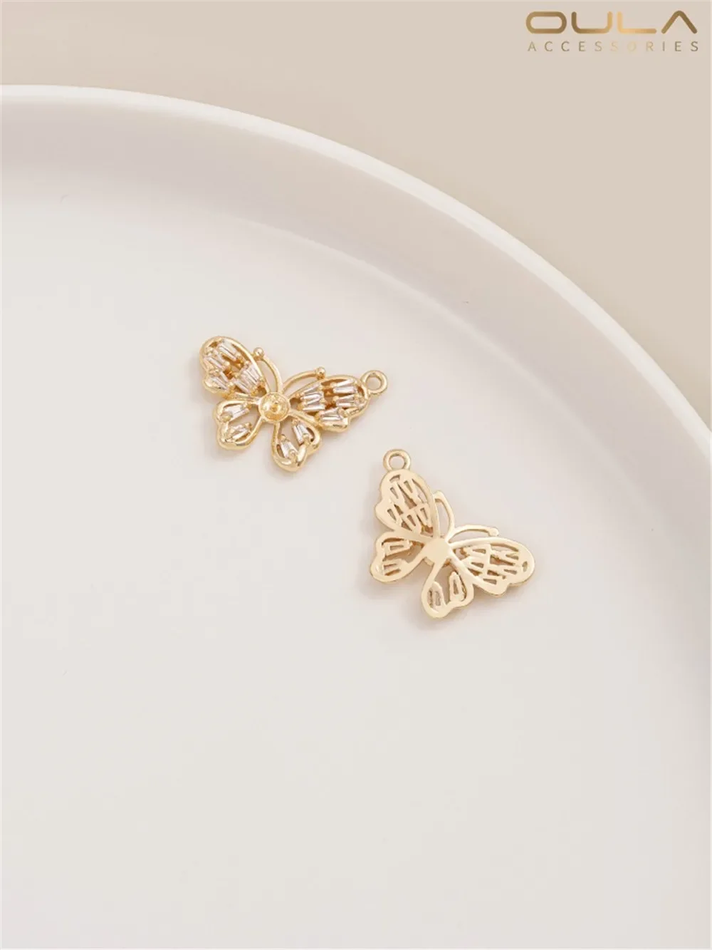 14K Gold-Color Plated Zircon Butterfly Pendant Half Hole Bead Bracket DIY Necklace Bracelet Empty Bracket Jewelry Making Accesso
14K Gold-Color Plated Zircon Butterfly Pendant Half Hole Bead Bracket DIY Necklace Bracelet Empty Bracket Jewelry Making Accesso