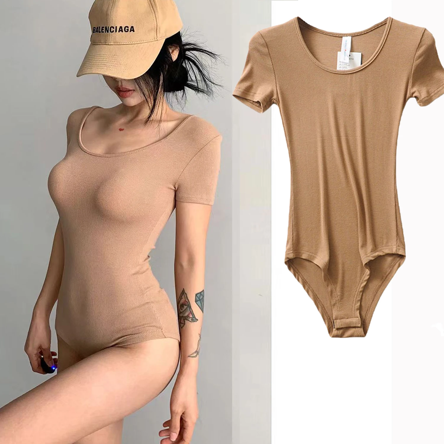 Short Sleeve Jumpsuit Women Bodysuit Seamless Basic Clubwear Sexy Slim Beach Casual Vacation Bodycone Round Neck Shirts&Blouses
Short Sleeve Jumpsuit Women Bodysuit Seamless Basic Clubwear Sexy Slim Beach Casual Vacation Bodycone Round Neck Shirts&Blouses